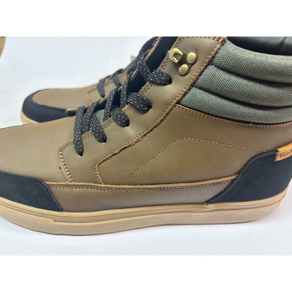 Sanuk Post Up Men's Leather Mid-Cut Sneaker Boots ~ Men's Size 12 View 2